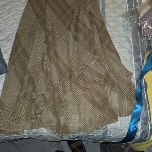 Chic Tan Striped A-Line Skirt